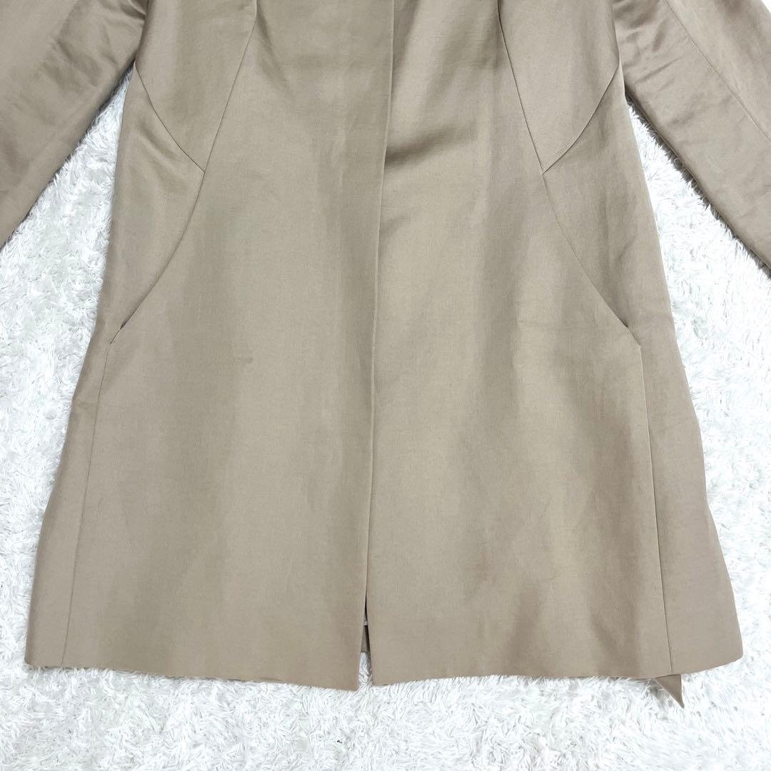 クロエ Chloe ノーカラーコート 高級素材 リネン シルク ベルト