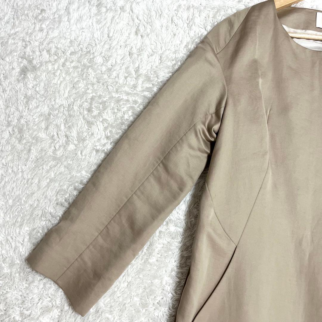 クロエ Chloe ノーカラーコート 高級素材 リネン シルク ベルト