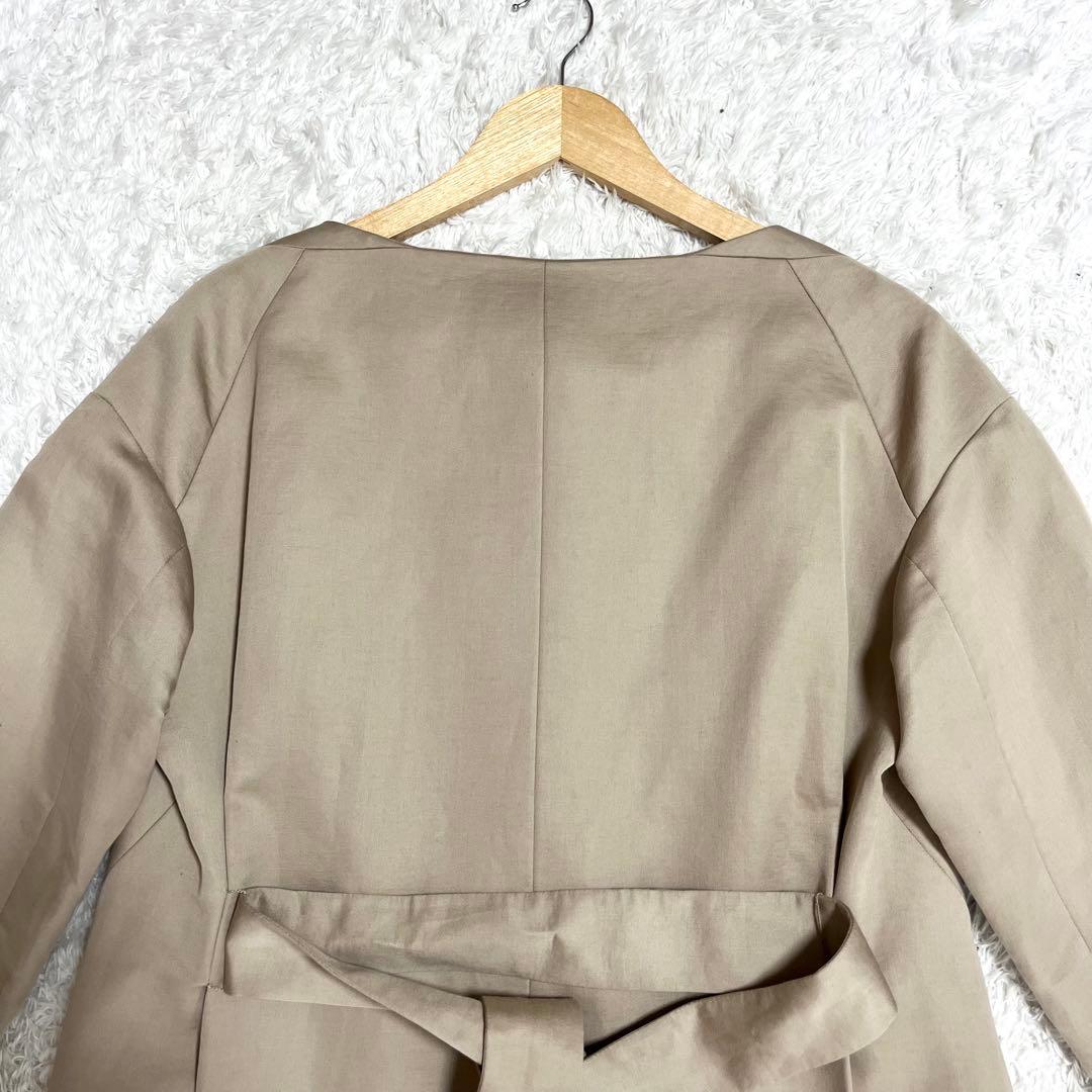 クロエ Chloe ノーカラーコート 高級素材 リネン シルク ベルト