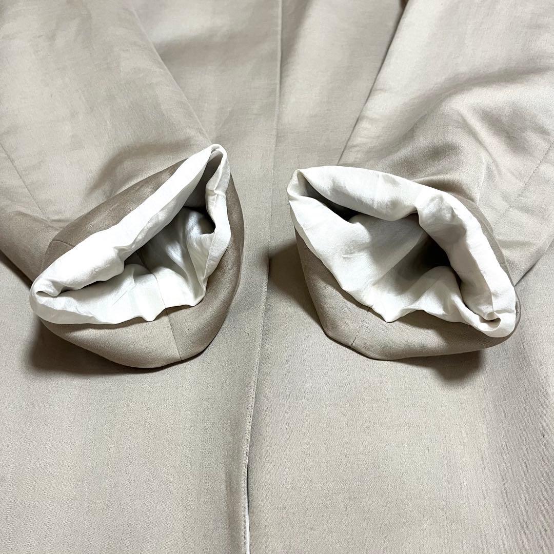 クロエ Chloe ノーカラーコート 高級素材 リネン シルク ベルト