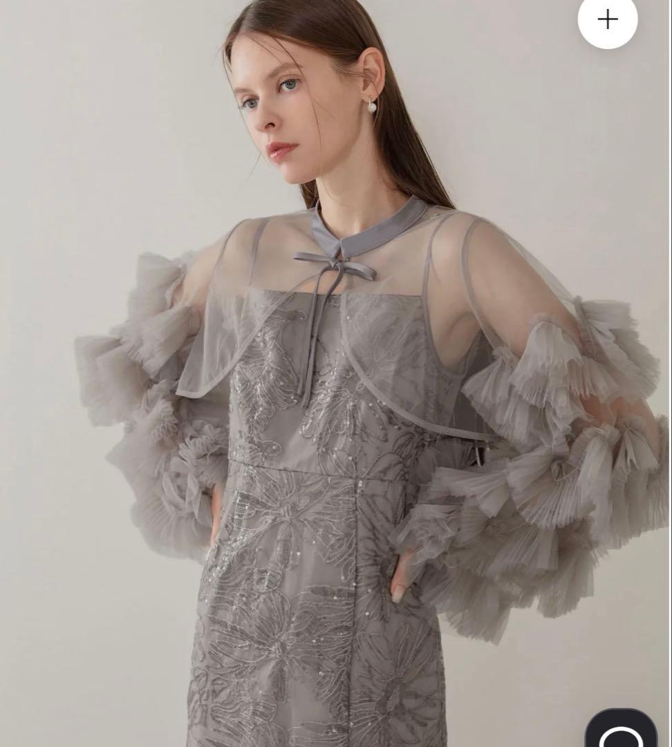 最終値下げLEJA レジャ フリルチュールスリーブリボンIラインワンピースドレス