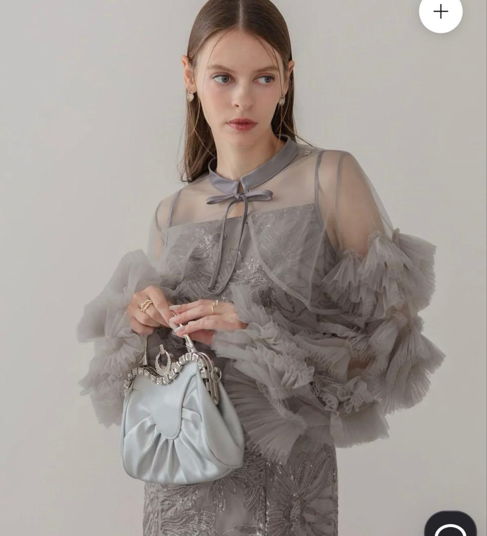 最終値下げLEJA レジャ フリルチュールスリーブリボンIラインワンピースドレス