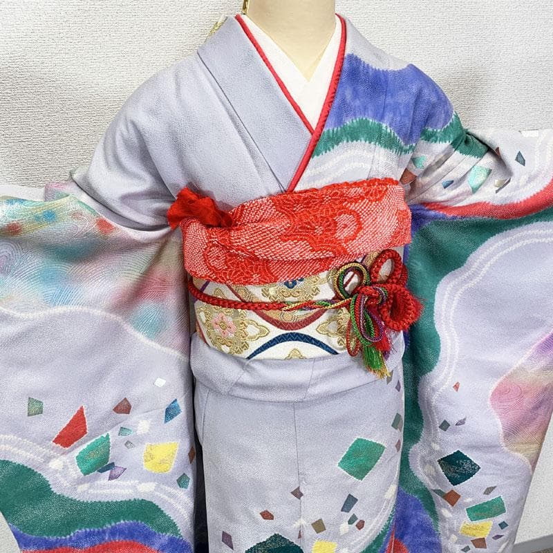 510z33☆個性的！振袖 銀通し 絞り染 金彩 ラメ箔☆美品 成人式 結婚式