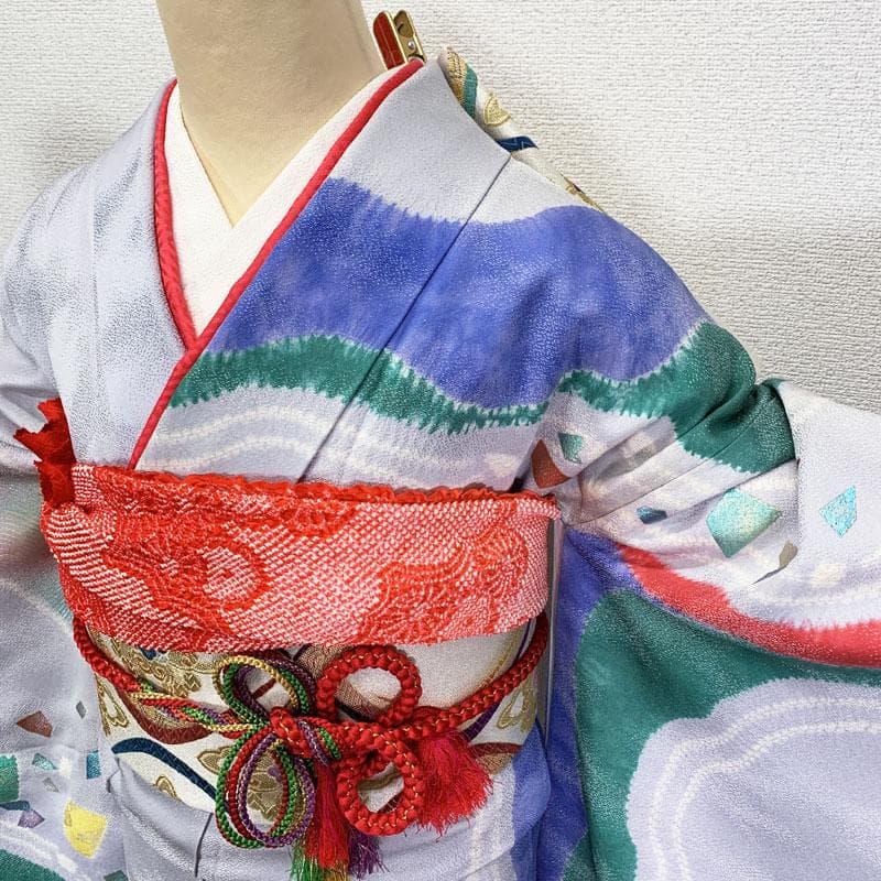 510z33☆個性的！振袖 銀通し 絞り染 金彩 ラメ箔☆美品 成人式 結婚式