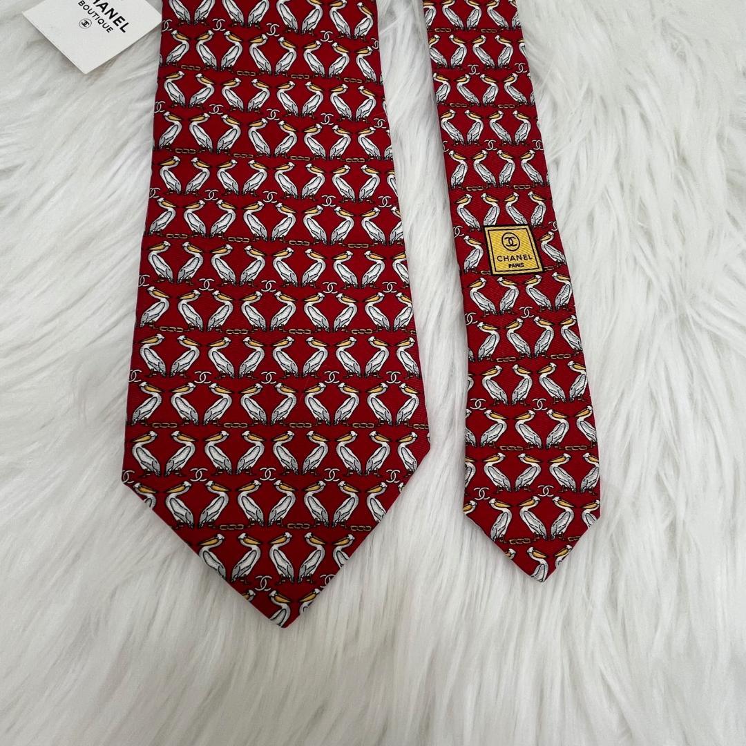 未使用タグ付き✨シャネル　CHANEL　高級シルクネクタイ 　ペリカン　ココ