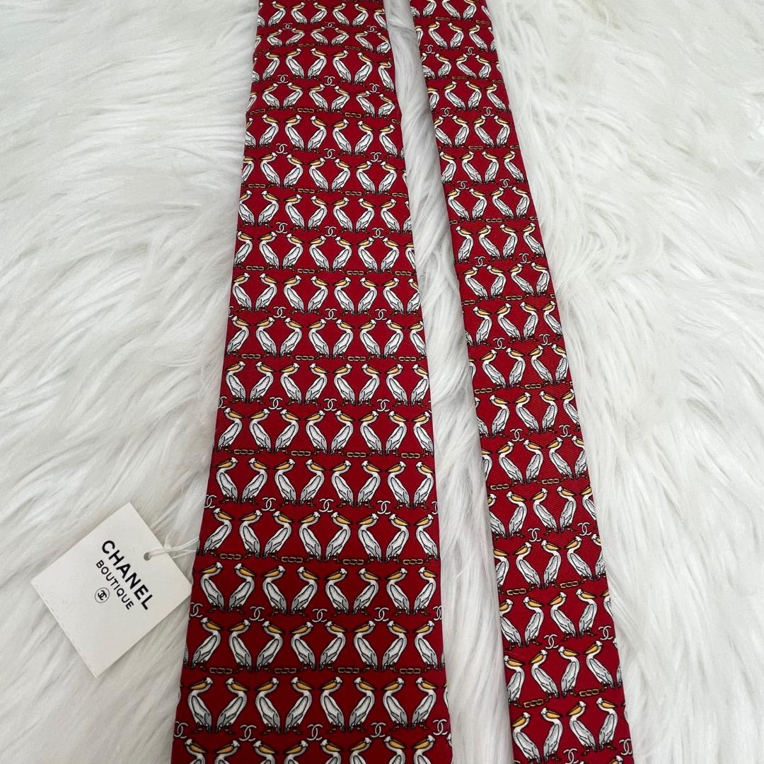 未使用タグ付き✨シャネル　CHANEL　高級シルクネクタイ 　ペリカン　ココ