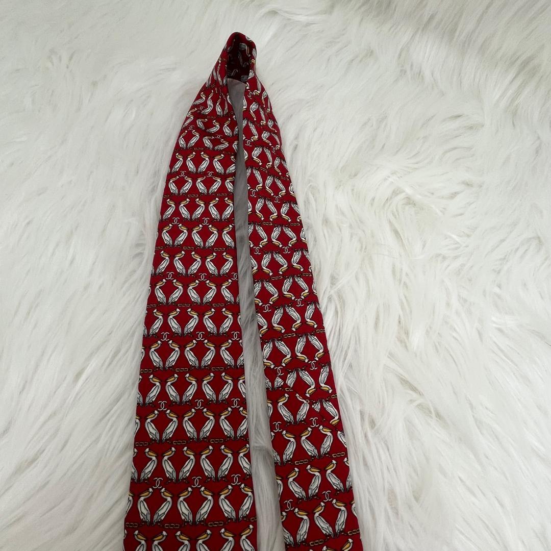 未使用タグ付き✨シャネル　CHANEL　高級シルクネクタイ 　ペリカン　ココ