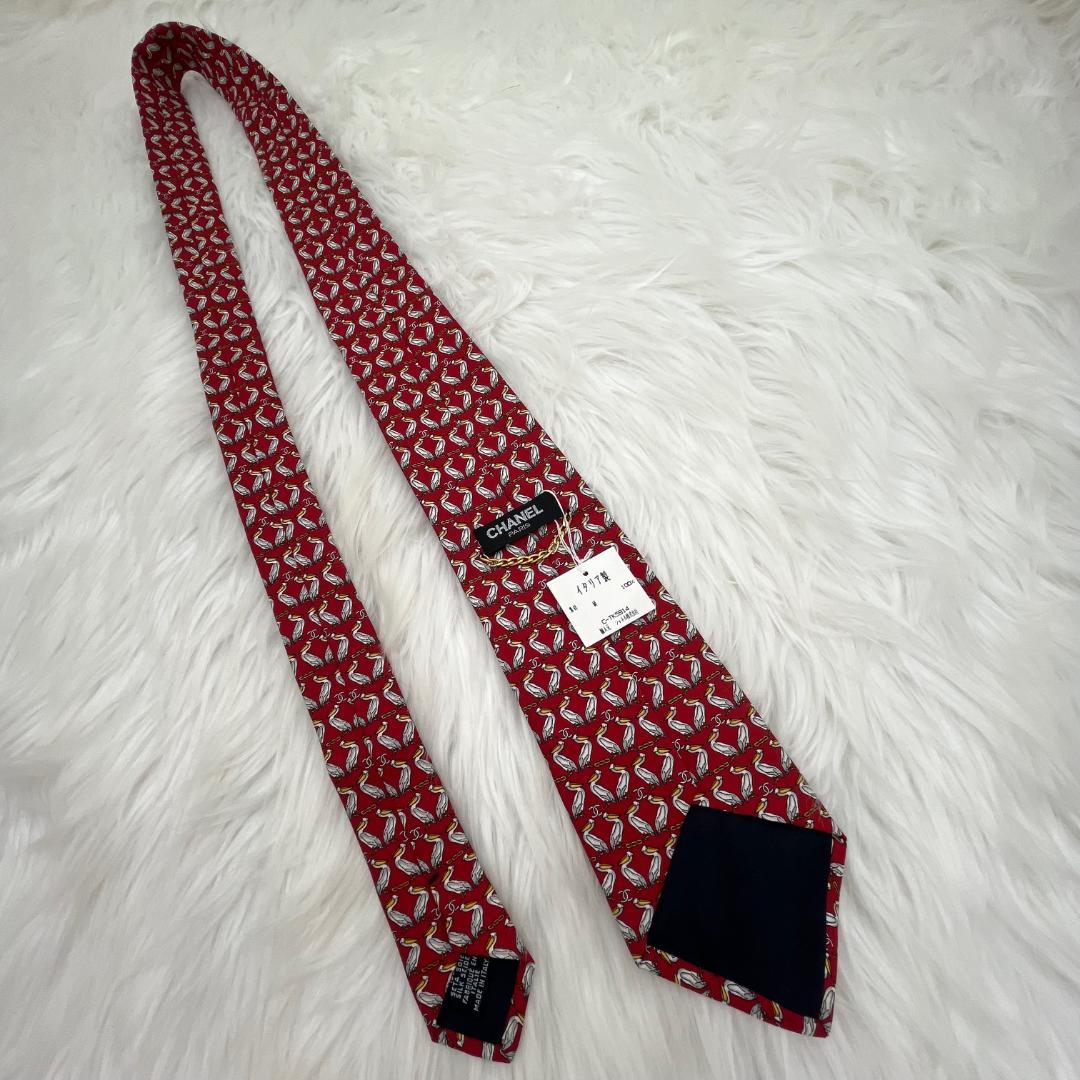 未使用タグ付き✨シャネル　CHANEL　高級シルクネクタイ 　ペリカン　ココ