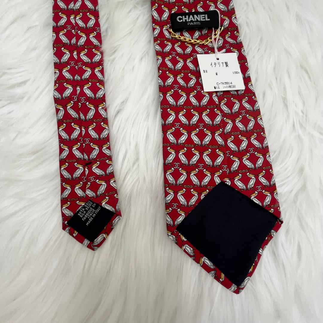 未使用タグ付き✨シャネル　CHANEL　高級シルクネクタイ 　ペリカン　ココ