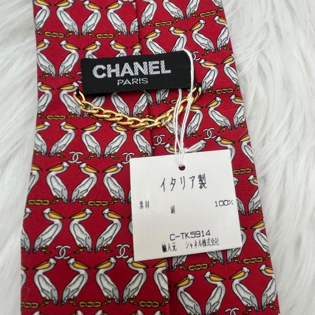 未使用タグ付き✨シャネル　CHANEL　高級シルクネクタイ 　ペリカン　ココ