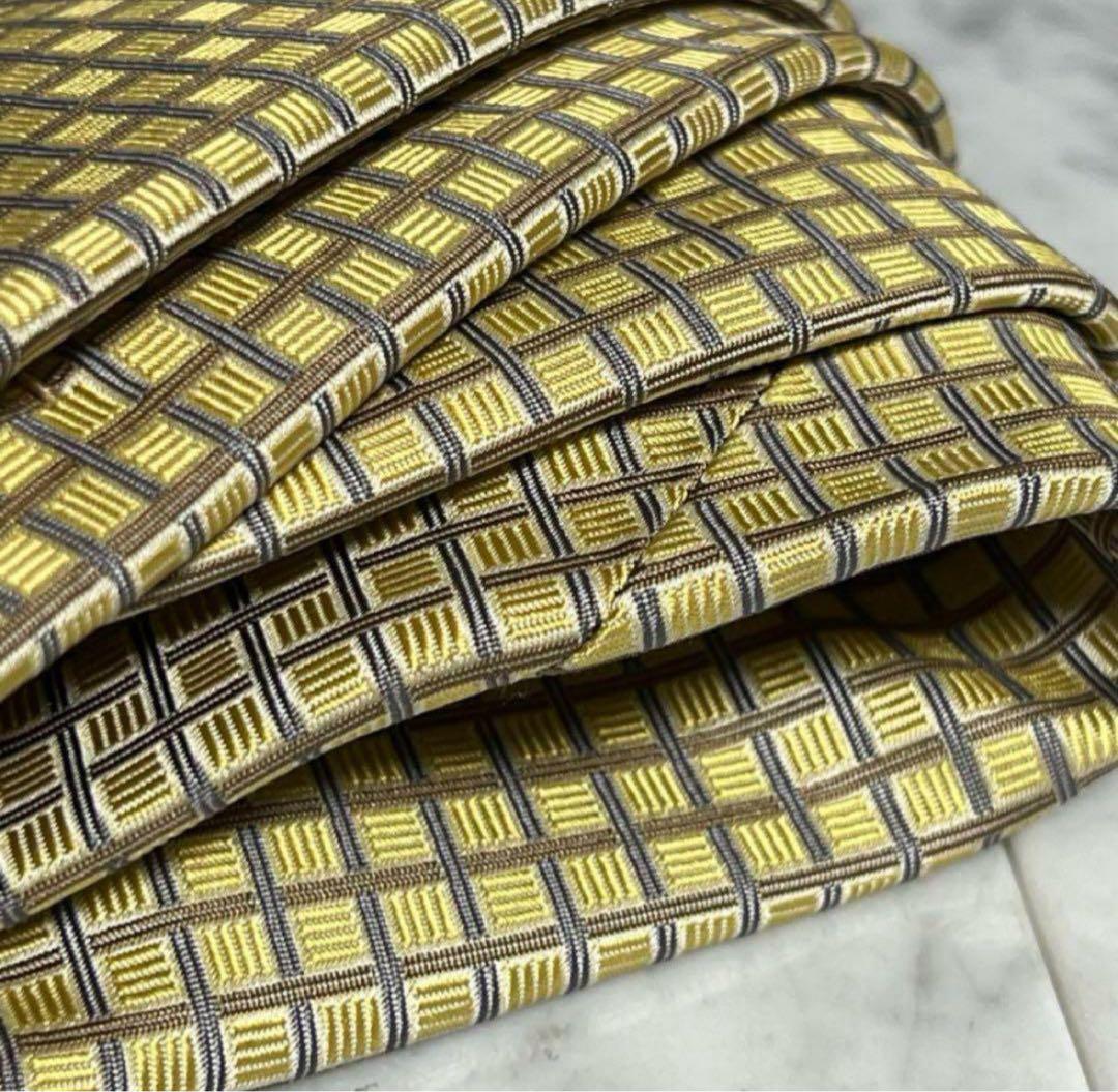 BURBERRY ネクタイ ブロックチェック柄 ゴールド系 パターン柄