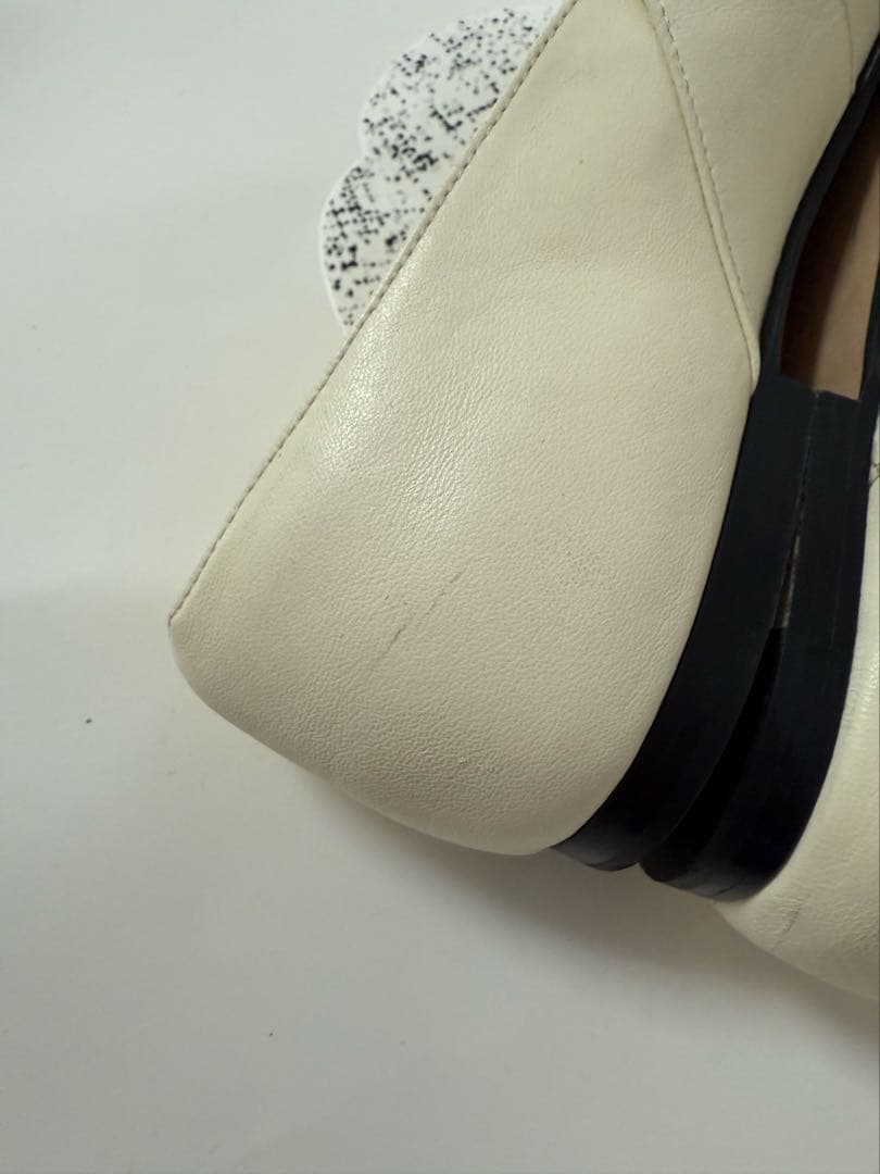 シャネル メリージェーン バレリーナ フラットシューズ ホワイト ツートン 37