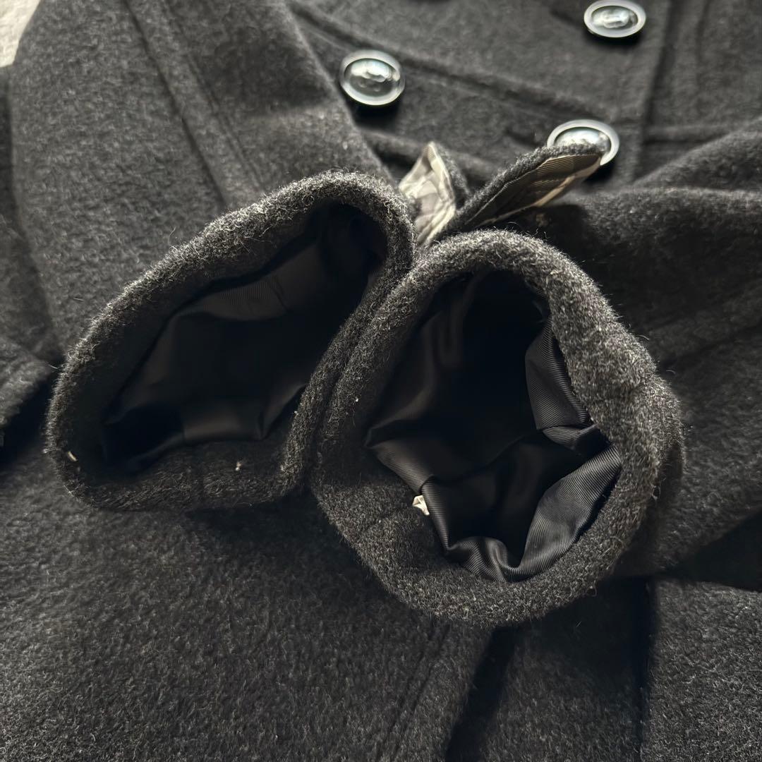 バーバリー モヘヤ混 ロングコート ダブルボタン フレア Aライン 黒 40