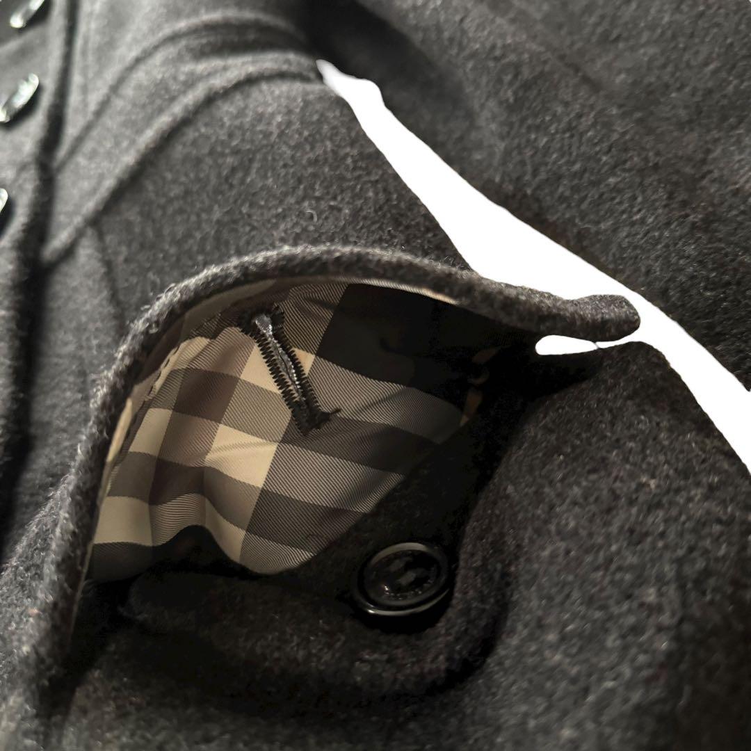 バーバリー モヘヤ混 ロングコート ダブルボタン フレア Aライン 黒 40