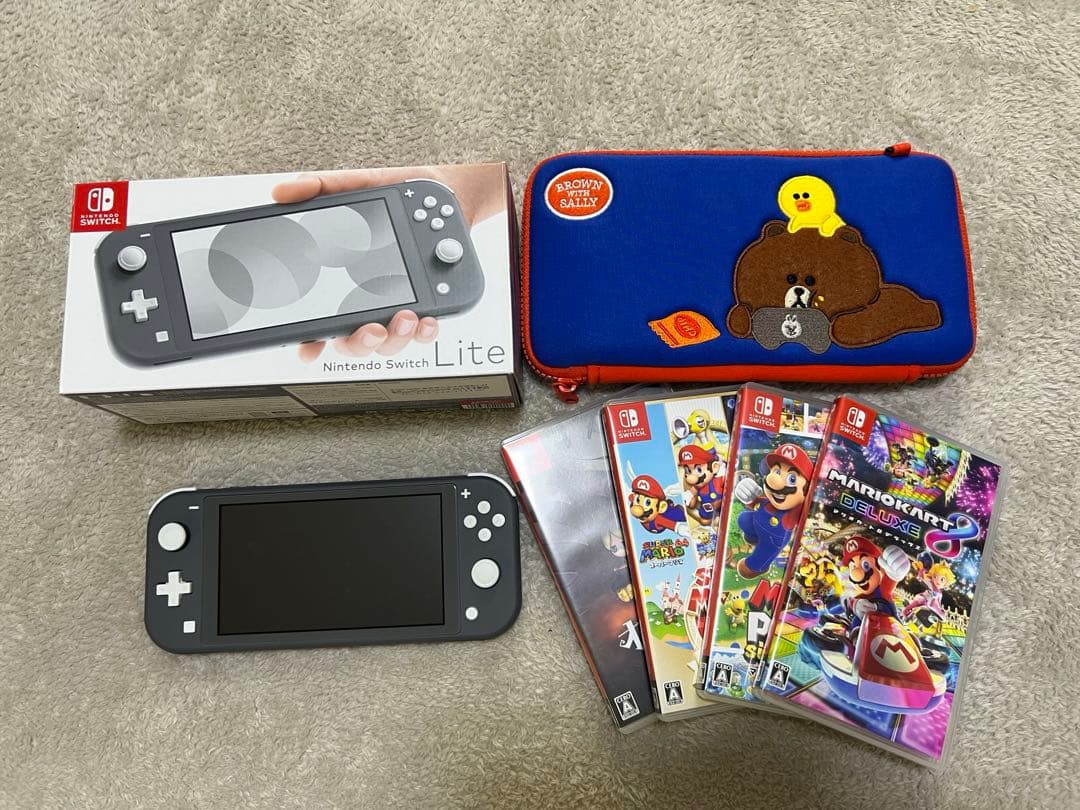 Nintendo Switch Lite グレー + ゲーム4本 + ケース