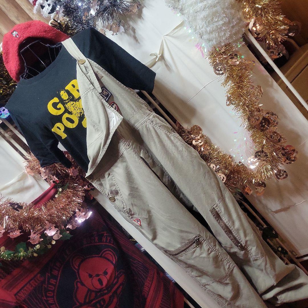 希少人気ヒステリックグラマーヒスワッペンベージュオーバーオール