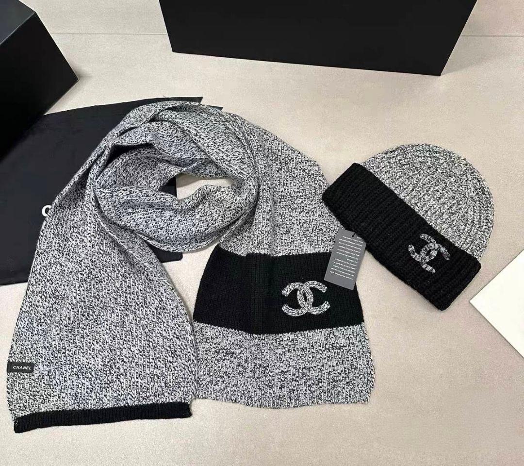 CHANEL ニットマフラー＋ニット帽 セット