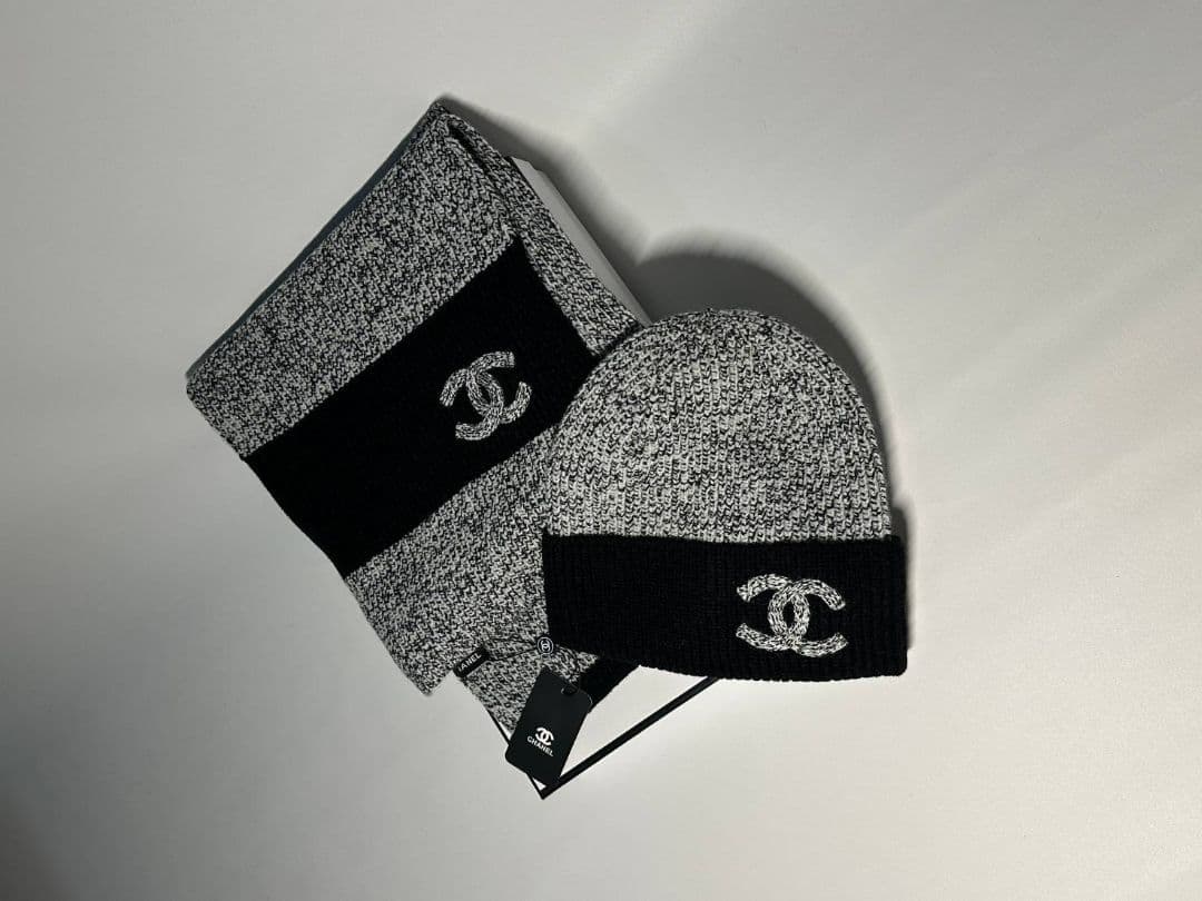 CHANEL ニットマフラー＋ニット帽 セット