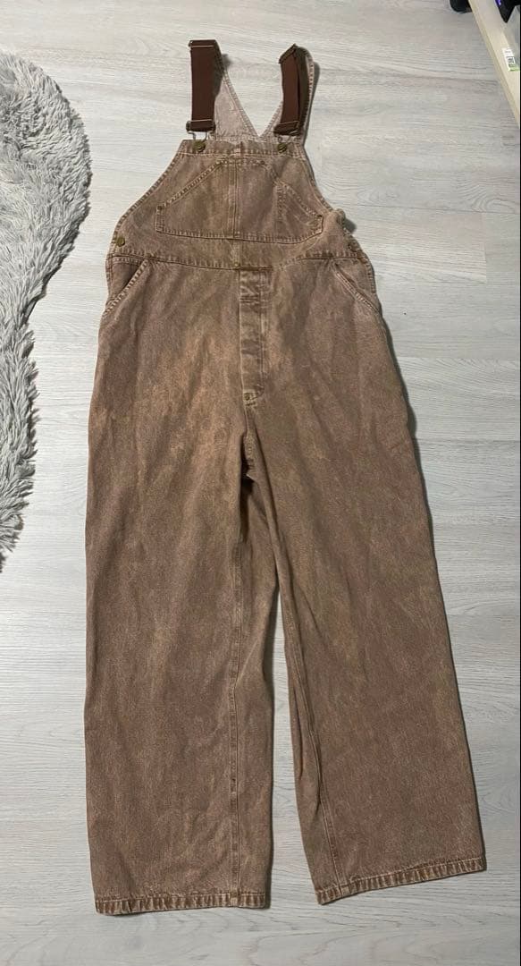 eLur ブラウン オーバーオール デニム素材