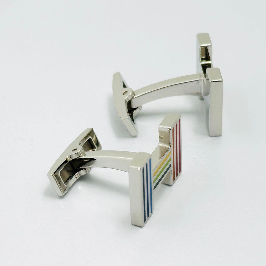 現行品　HERMES　カフリンクス　クイズ　レインボー　シルバー　Hロゴ