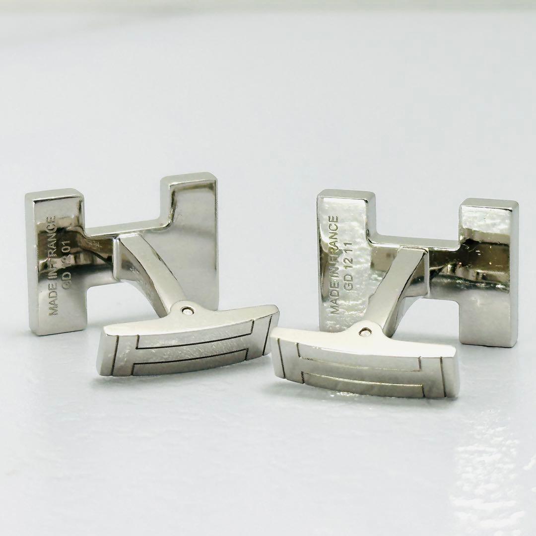 現行品　HERMES　カフリンクス　クイズ　レインボー　シルバー　Hロゴ