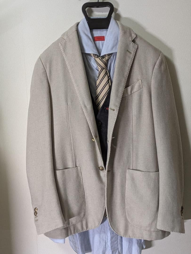 ラルディーニ メンズテーラードジャケット 48 ベージュ 本切羽 メタルボタン