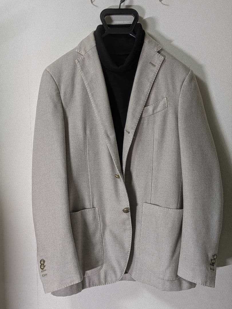 ラルディーニ メンズテーラードジャケット 48 ベージュ 本切羽 メタルボタン