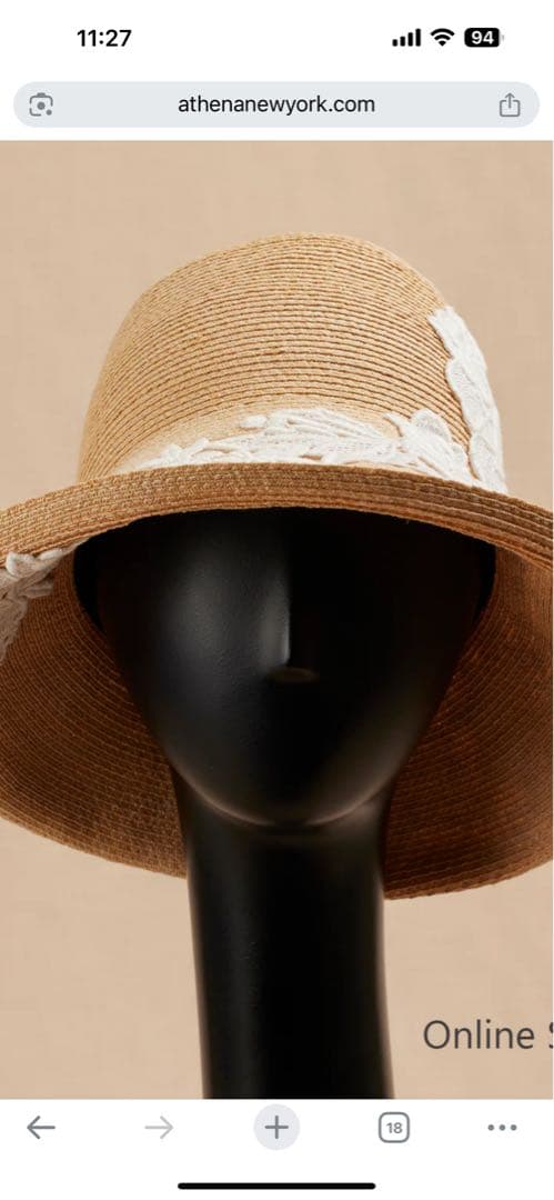 アシーナニューヨーク　バーバラ　フラワー　レース　帽子　麦わら帽子