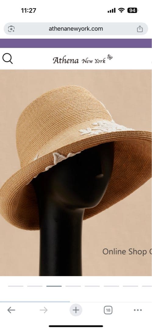 アシーナニューヨーク　バーバラ　フラワー　レース　帽子　麦わら帽子