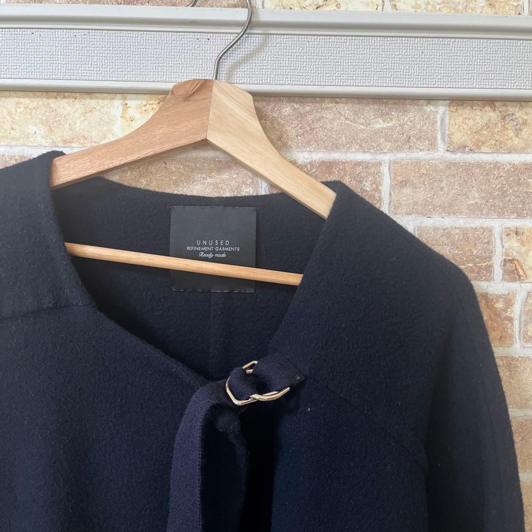 16FW アンユーズド カラーレスコート　ネイビー