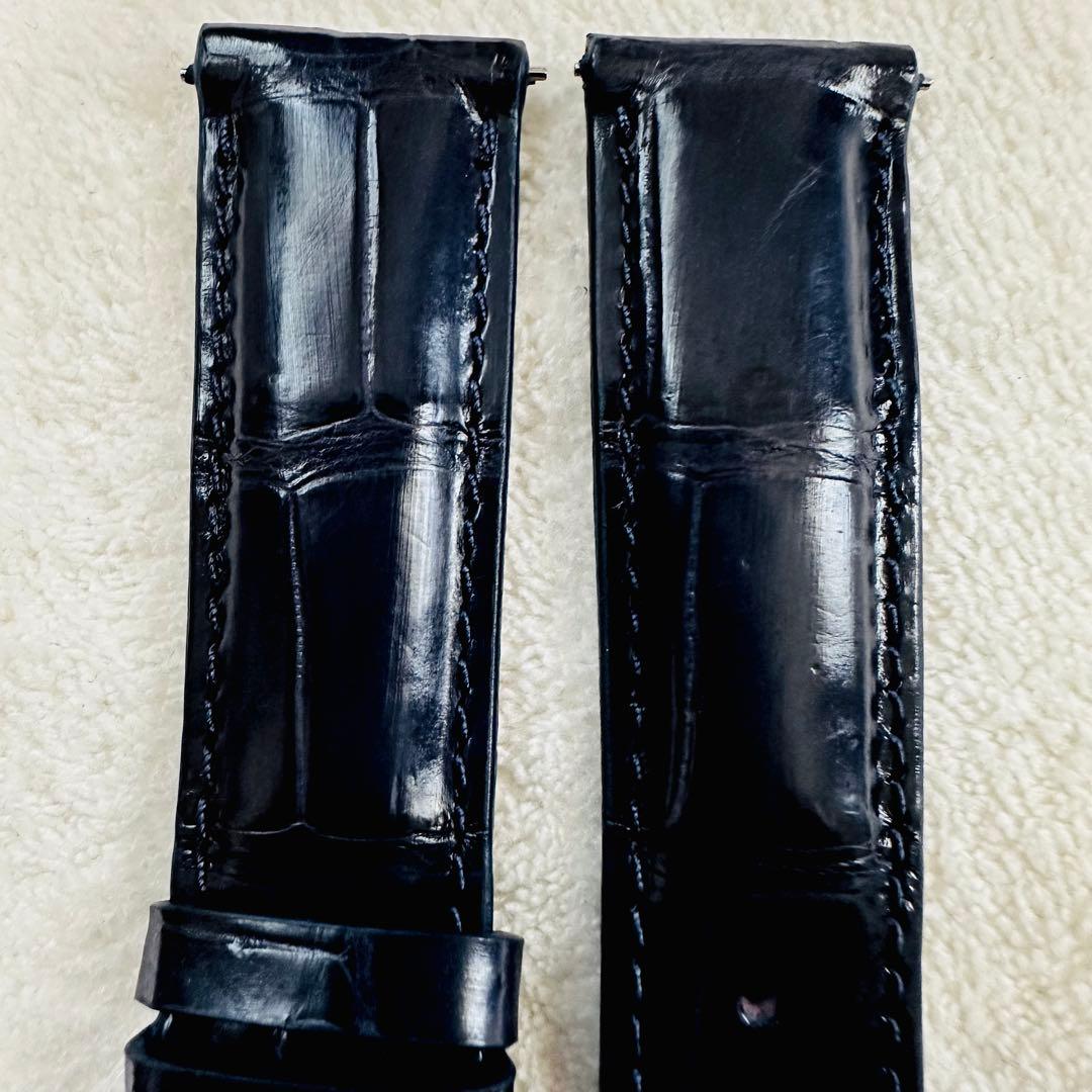 3069#20mm-18mmミッドナイトブルー★本物クロコダイルベルト★スイス製