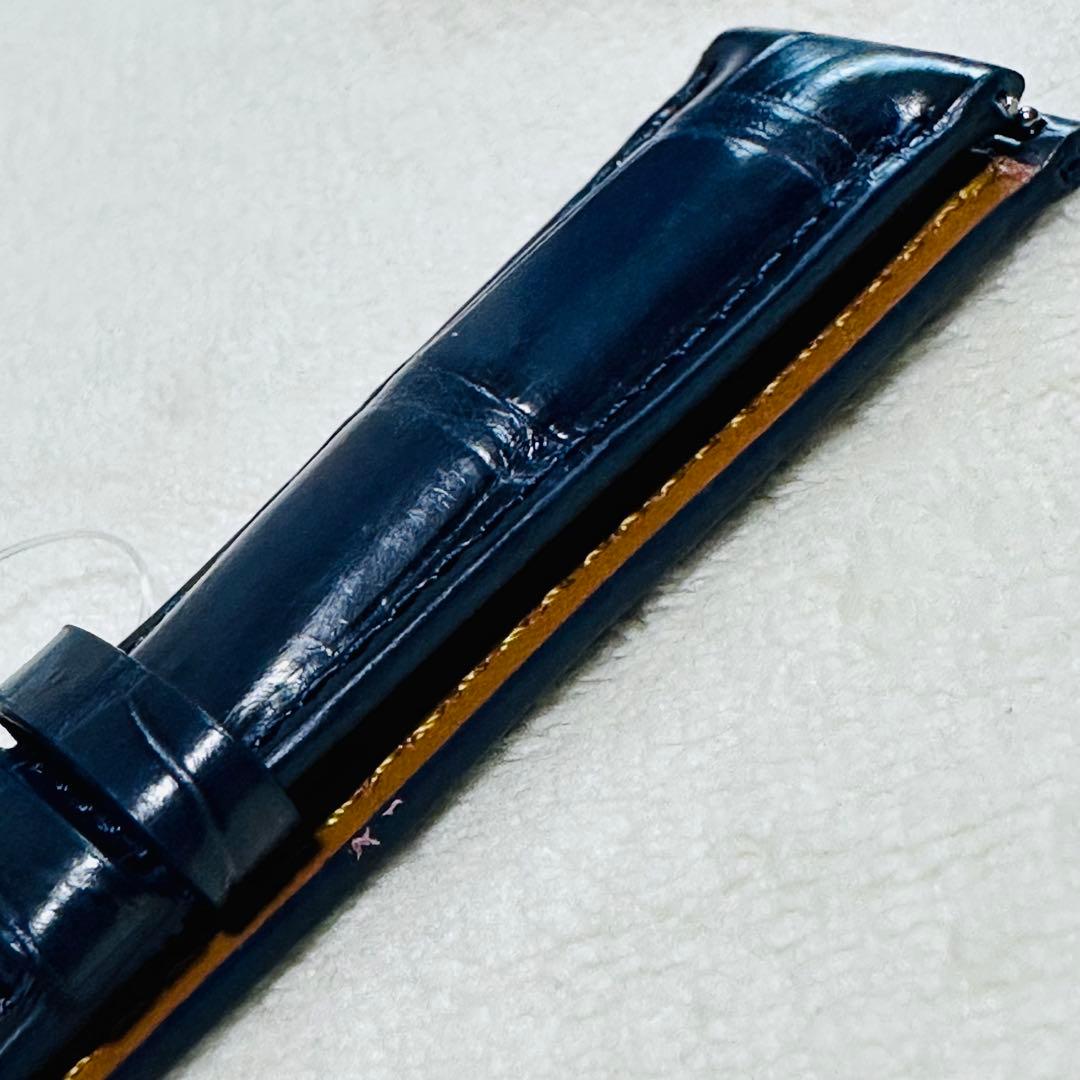 3069#20mm-18mmミッドナイトブルー★本物クロコダイルベルト★スイス製