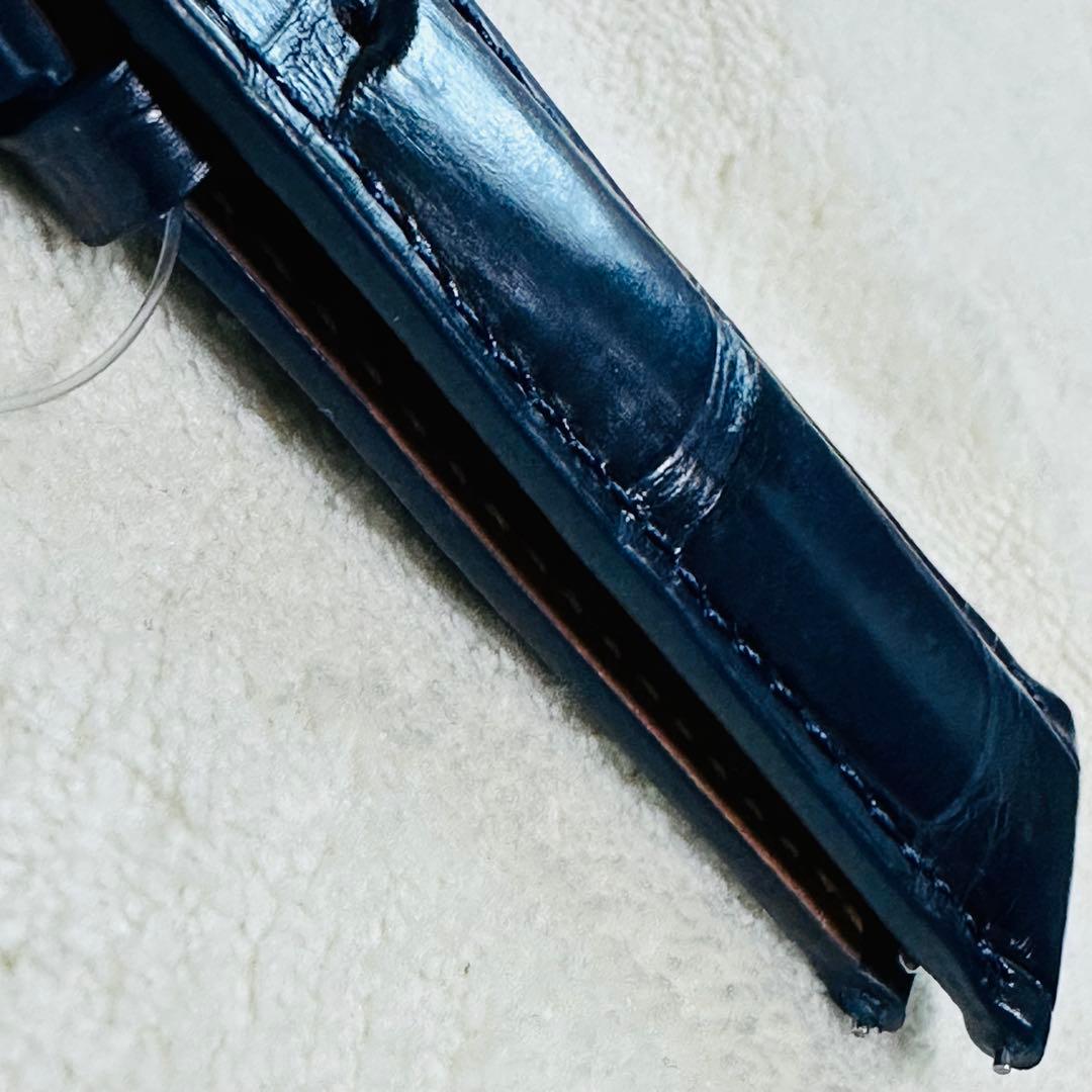 3069#20mm-18mmミッドナイトブルー★本物クロコダイルベルト★スイス製