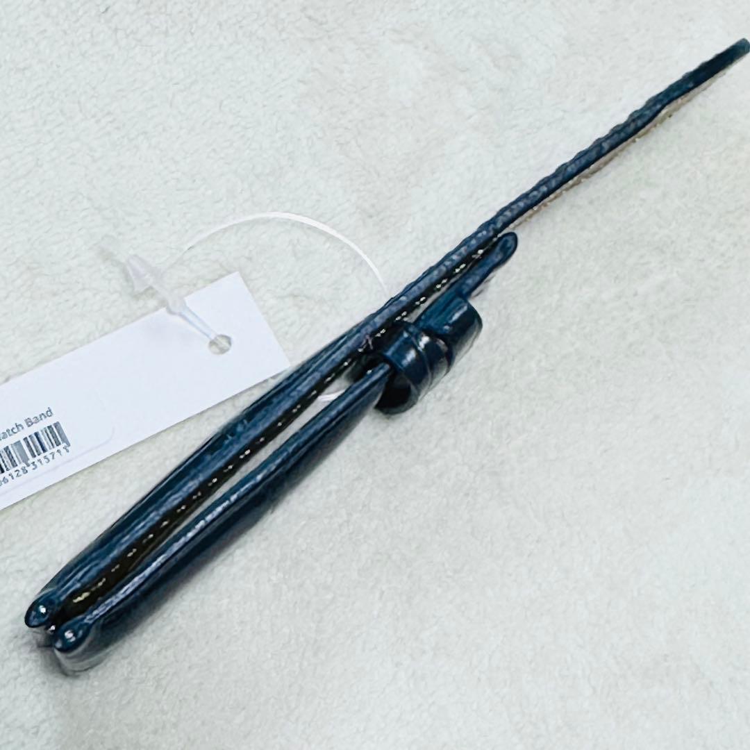 3069#20mm-18mmミッドナイトブルー★本物クロコダイルベルト★スイス製