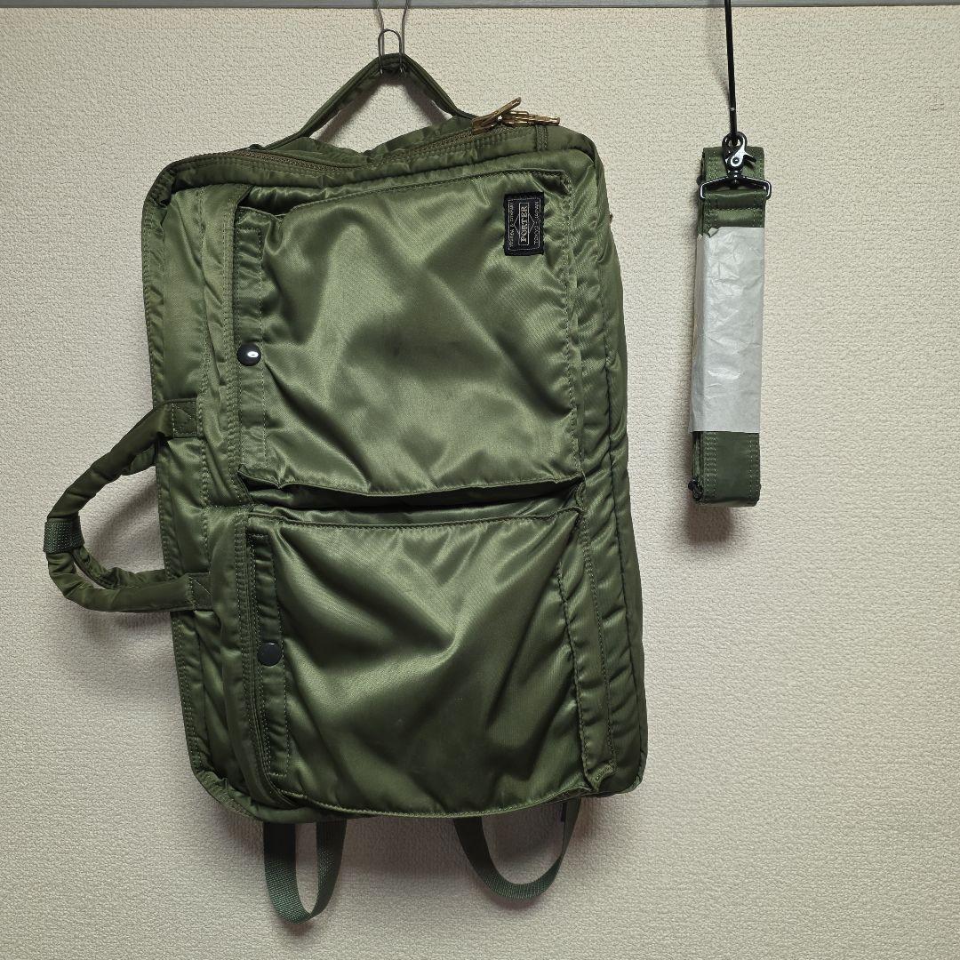 希少PORTER 3way 2層 ショルダー リュック セージグリーン　タンカー