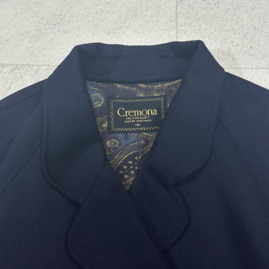 【Cremona】カシミヤ100% ダブル ロングコート 裏地総柄 紺 9