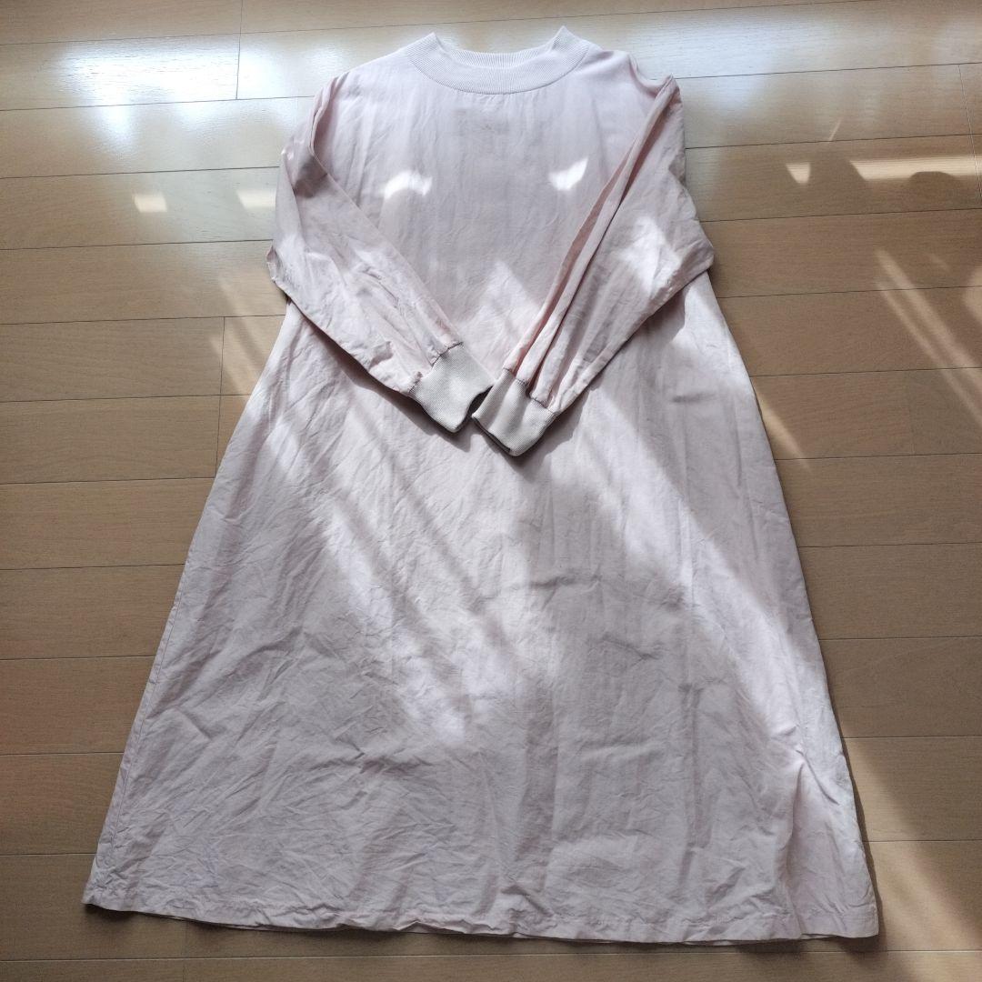 中川政七商店 綿麻 ハイネック ワンピース 灰桜 Aライン 長袖