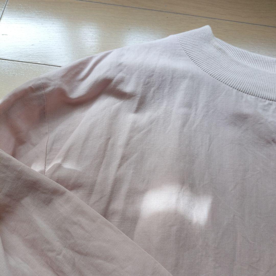 中川政七商店 綿麻 ハイネック ワンピース 灰桜 Aライン 長袖