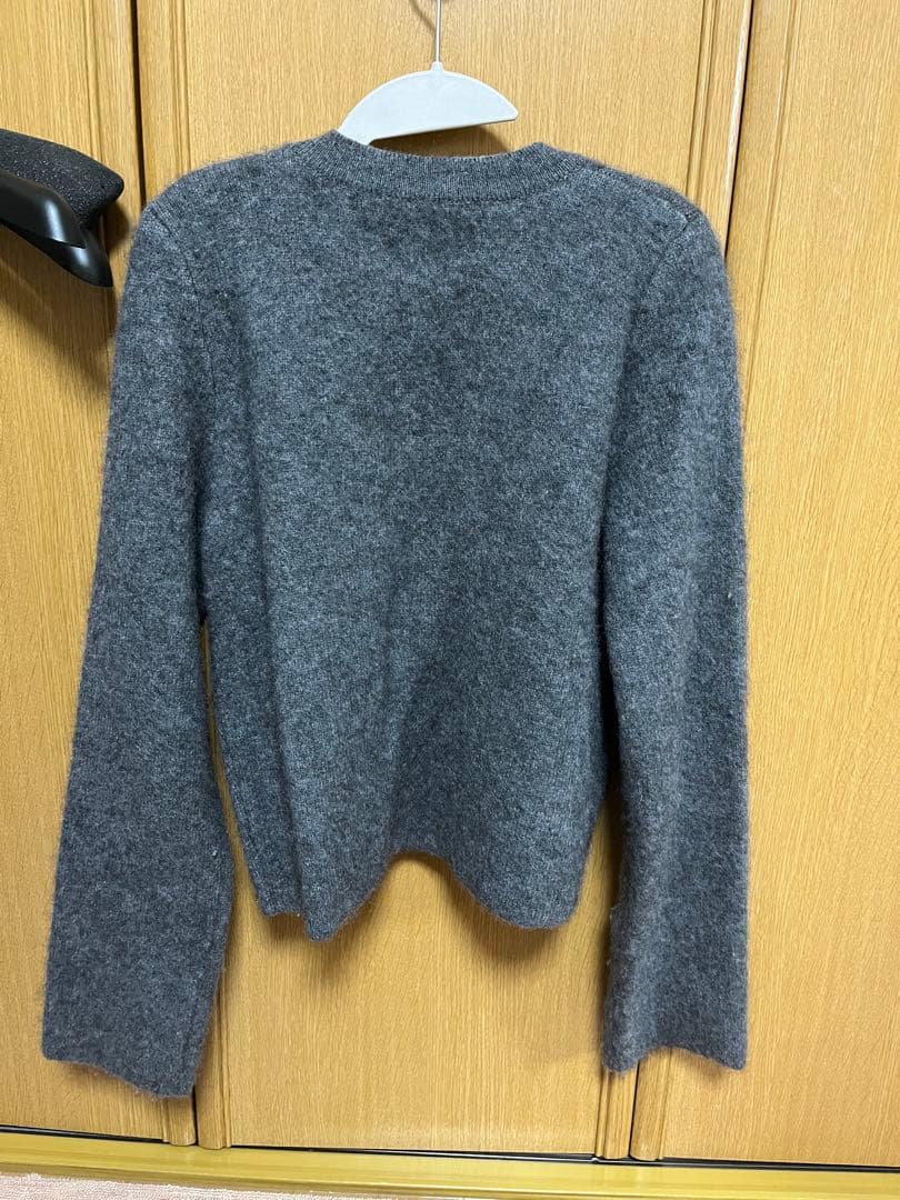 anuans カシミヤブレンドノーカラーニットジャケット　グレー