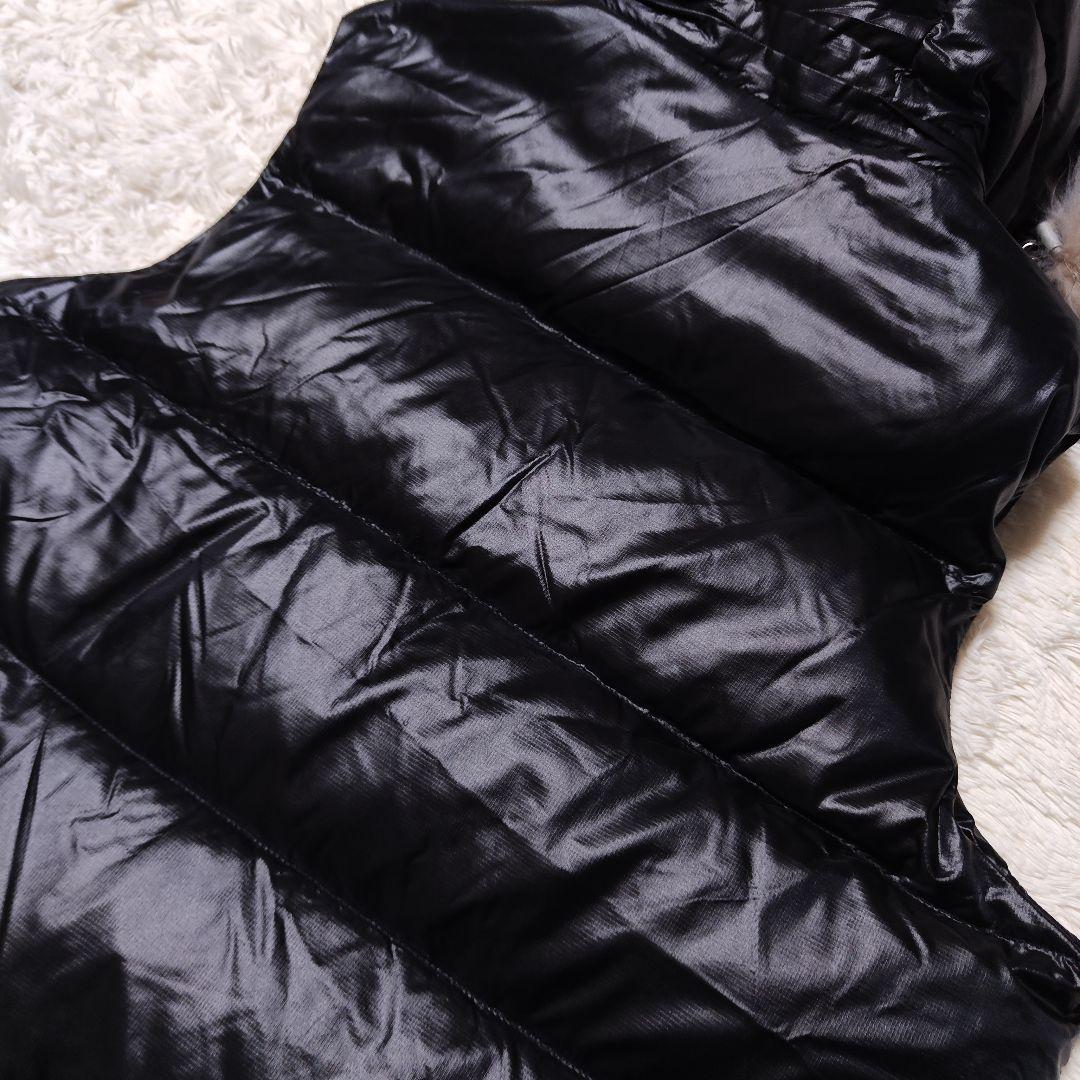 CAMP7 ダウンベスト ファー フード 光沢 y2k 2way ブラック