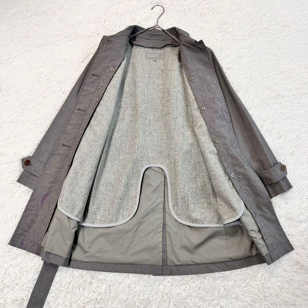 マーガレットハウエル ウールライナー付 ステンカラー トレンチコート ベルト L