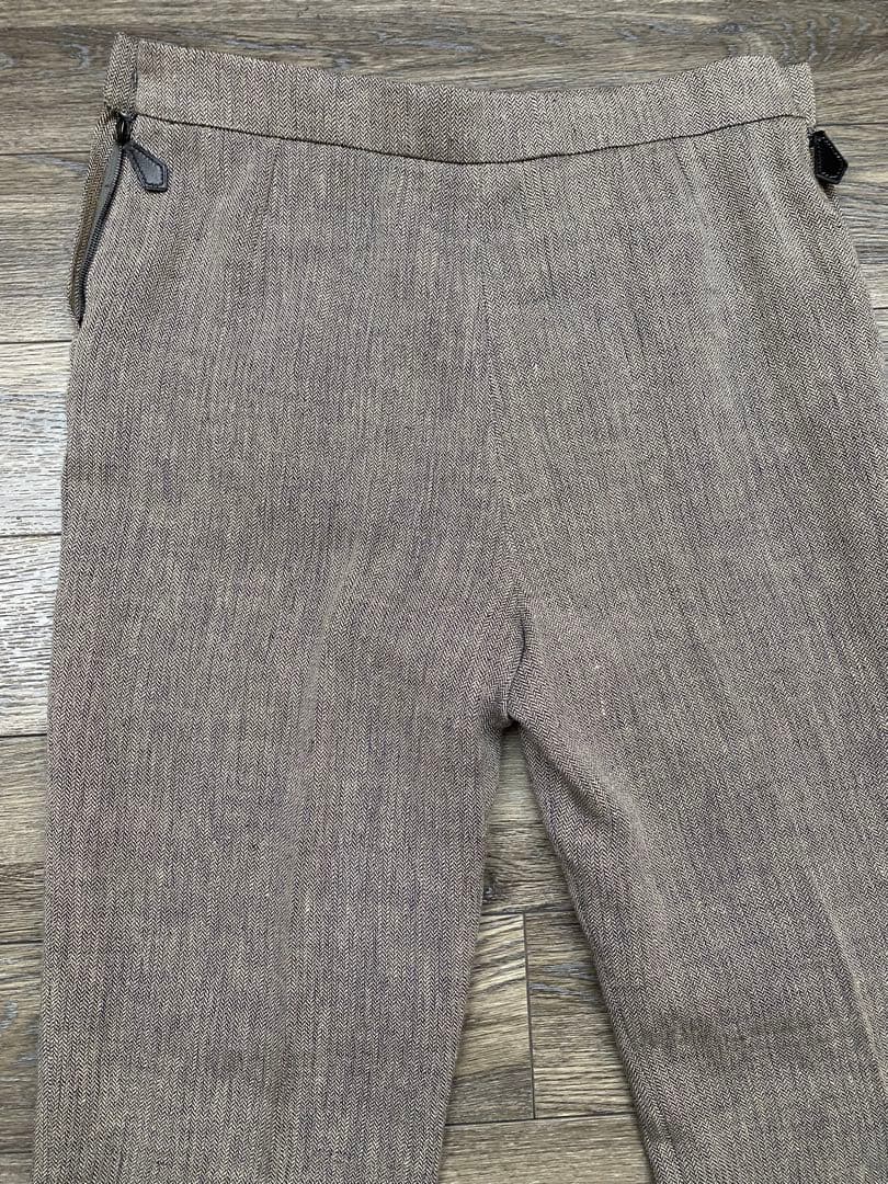 HERMES エルメス　皮モチーフ付　スラックス　パンツ　織り柄 XS