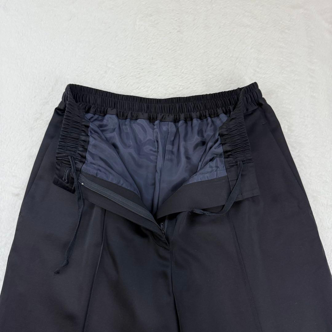 美品　コラム　サテン　マット　カーゴパンツ　黒　S　日本製　エストネーション