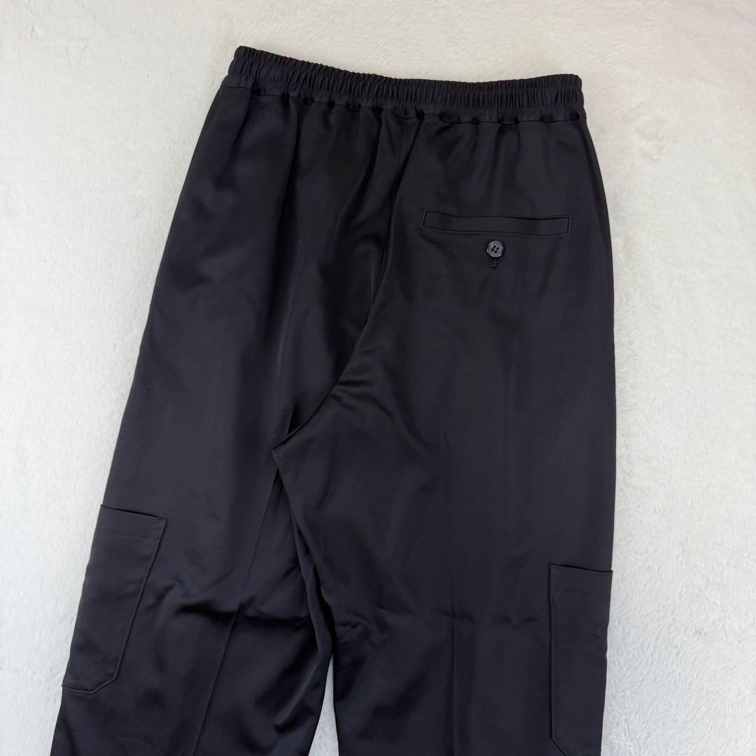 美品　コラム　サテン　マット　カーゴパンツ　黒　S　日本製　エストネーション