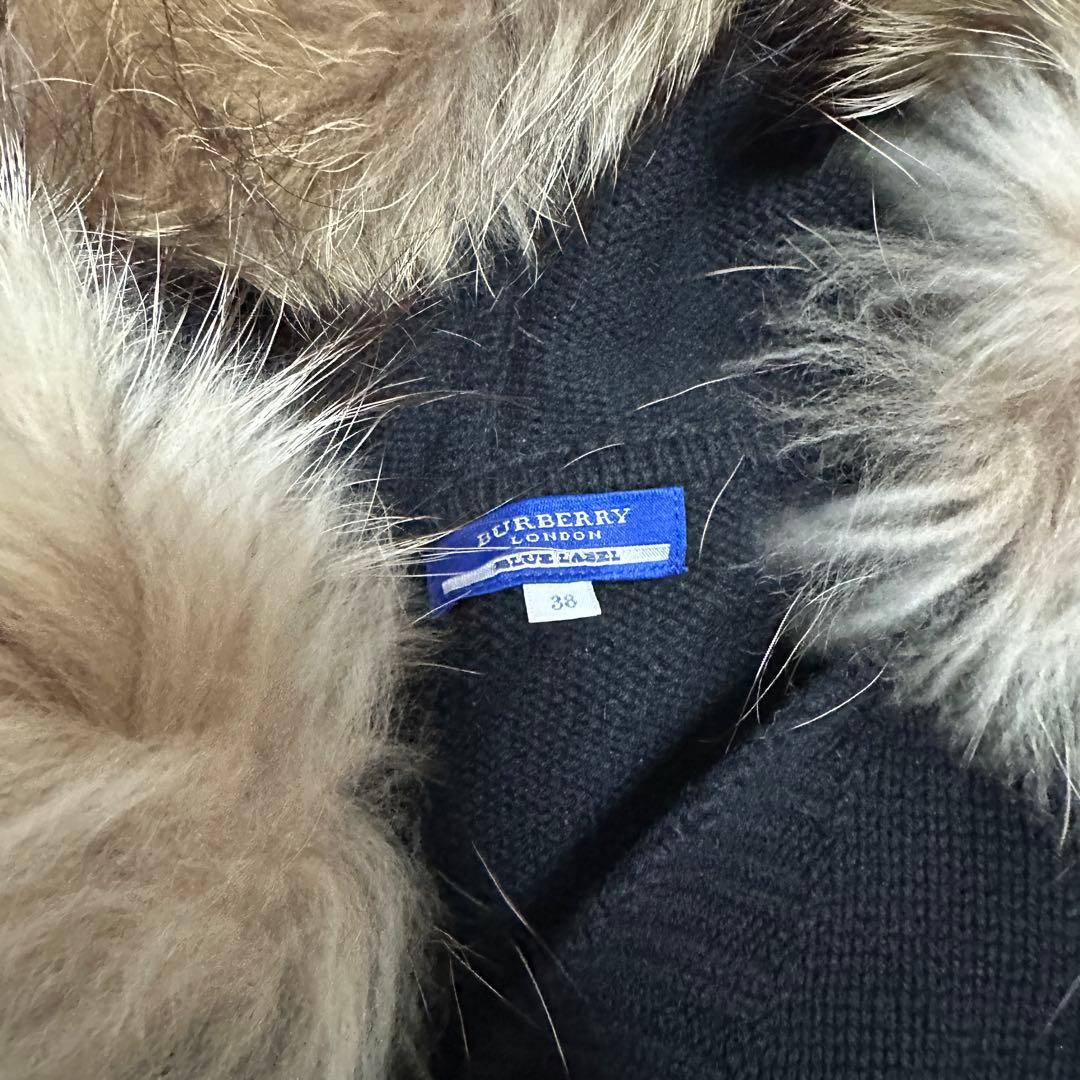 希少✨【バーバリーブルーレーベル】ファーフードニットパーカーベルトカーディガン
