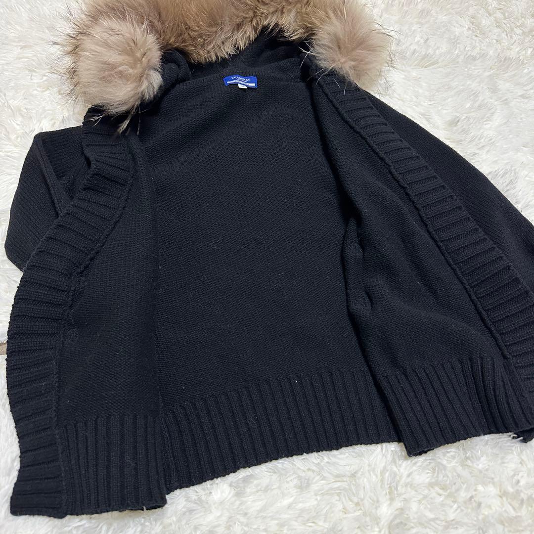 希少✨【バーバリーブルーレーベル】ファーフードニットパーカーベルトカーディガン