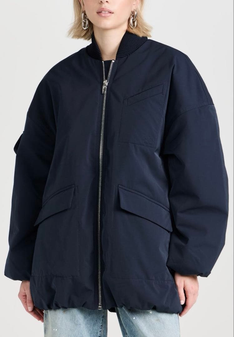 GANNI ネイビー　ボンバー　中綿　MA-1 ジャケット　ブルゾン　XXS