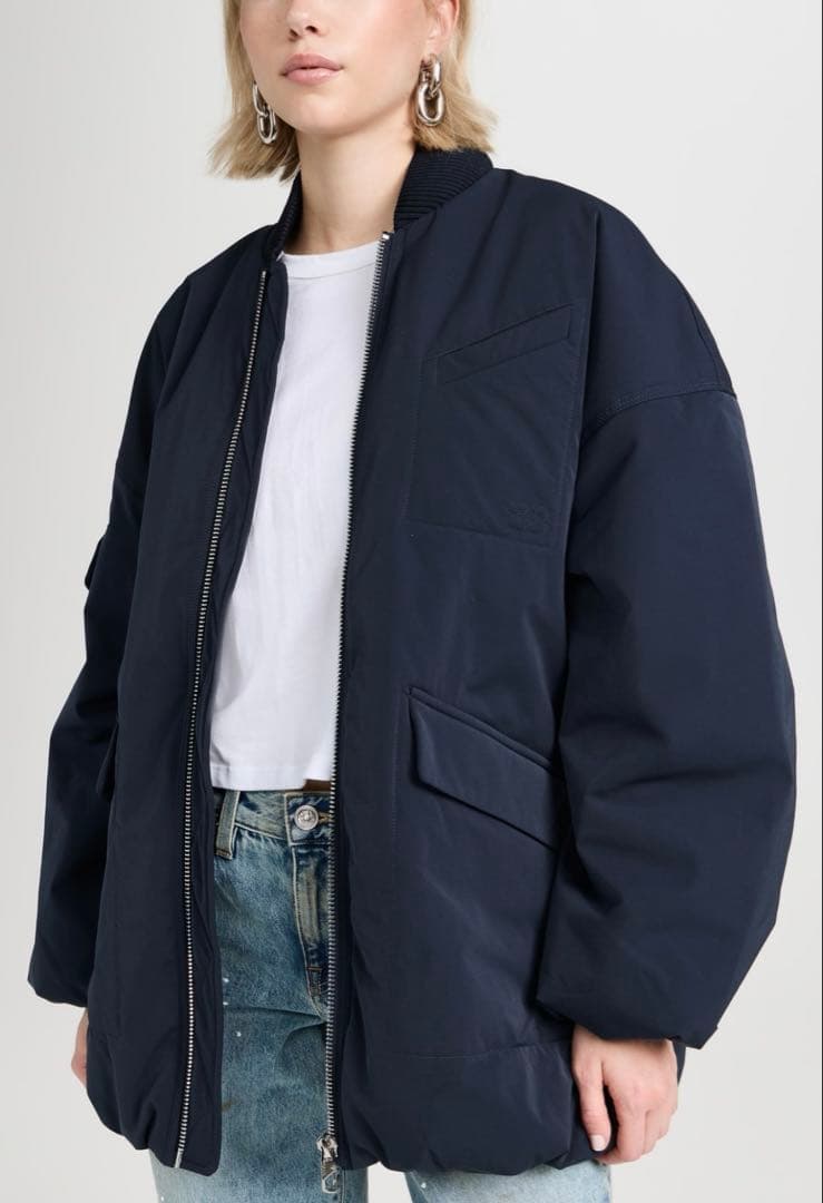 GANNI ネイビー　ボンバー　中綿　MA-1 ジャケット　ブルゾン　XXS