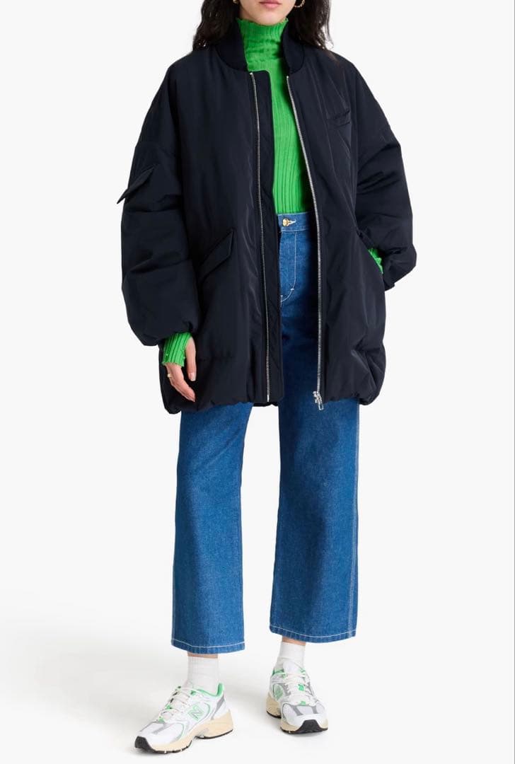 GANNI ネイビー　ボンバー　中綿　MA-1 ジャケット　ブルゾン　XXS