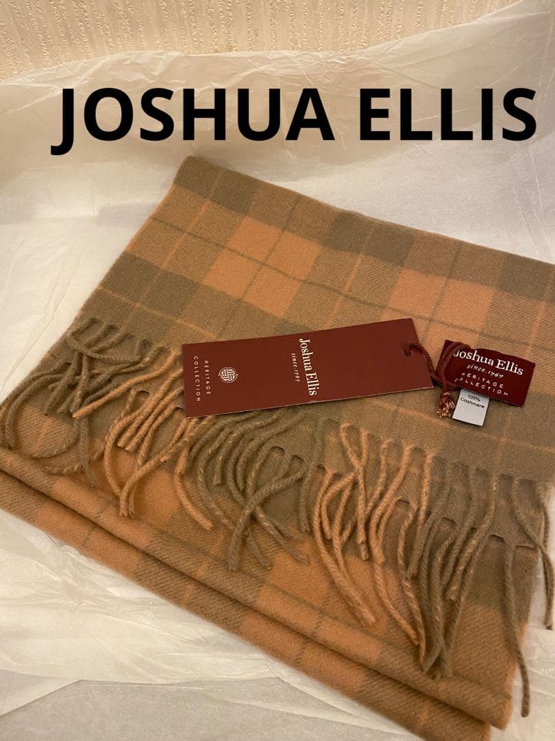 ジョシュアエリス JOSHUA ELLIS カシミヤ マフラー　ピンク　チェック